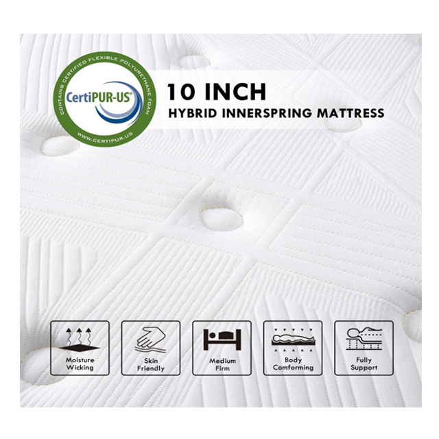 Full Mattress  Full Size Gel Memory Foam Hybrid Mattress, Individual Pocket Springs with Comfy Foam for Back Pain Relief