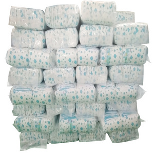 Cheap price baby diaper stock lot 50pcs/bag b grade baby diaper in bales with transparent bag