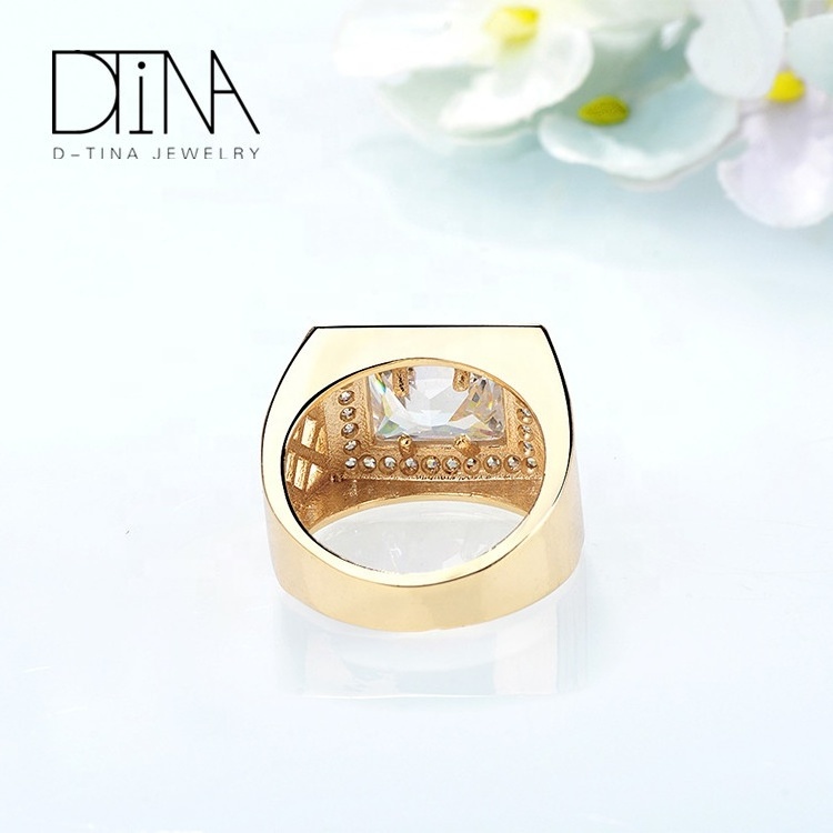 DTINA Red Gem Stone  Synthetic Zircon  Ring 2018 NEW design 18 K Yellow Gold Plated  Wide Ring  Lucky  Ring For Party