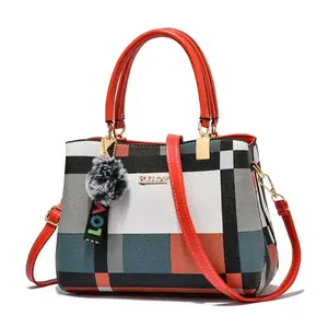 New Casual Plaid Shoulder Bag Fashion Stitching Wild Messenger Brand Female Totes Crossbody Bags Women Leather Handbag