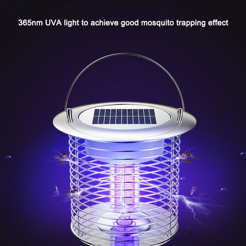 Pest control outdoor waterproof garden lawn bug zapper solar uv light led mosquito killer light