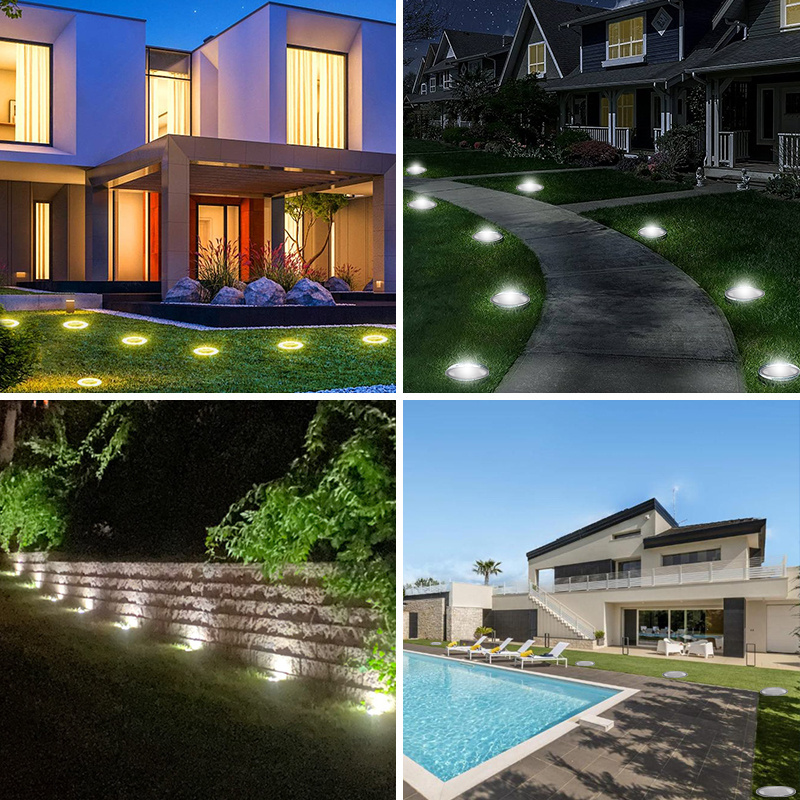 IP68 Waterproof led solar ground lights outdoor solar disk light parking square park garden walkway lawn solar powered lamp