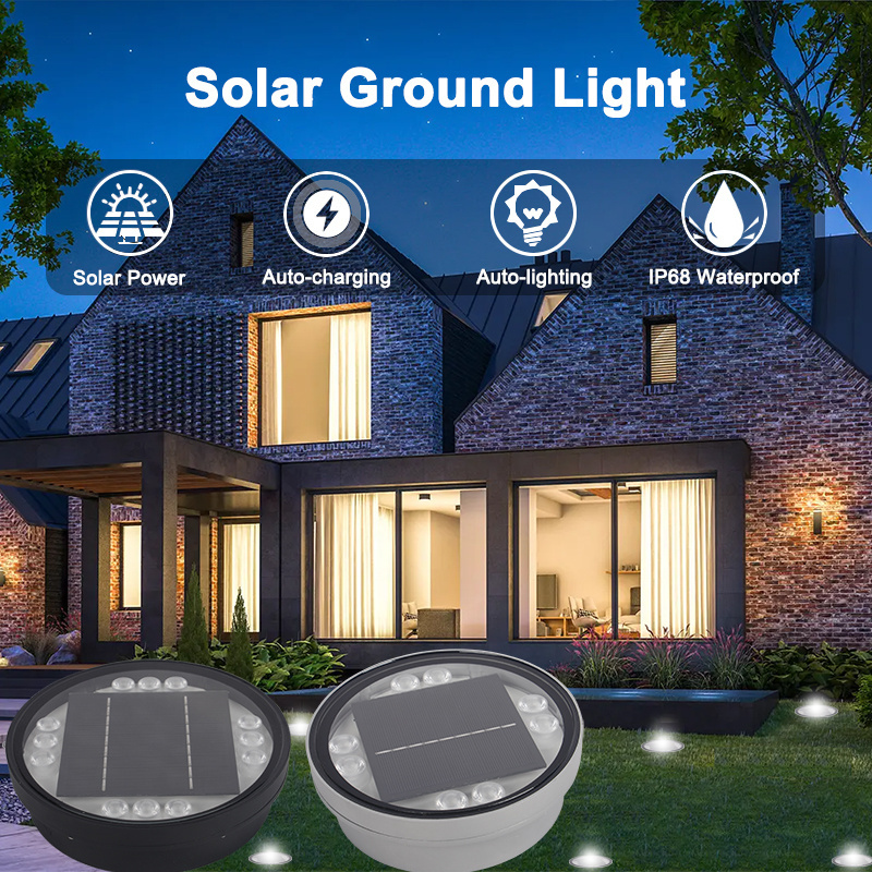 IP68 Waterproof led solar ground lights outdoor solar disk light parking square park garden walkway lawn solar powered lamp