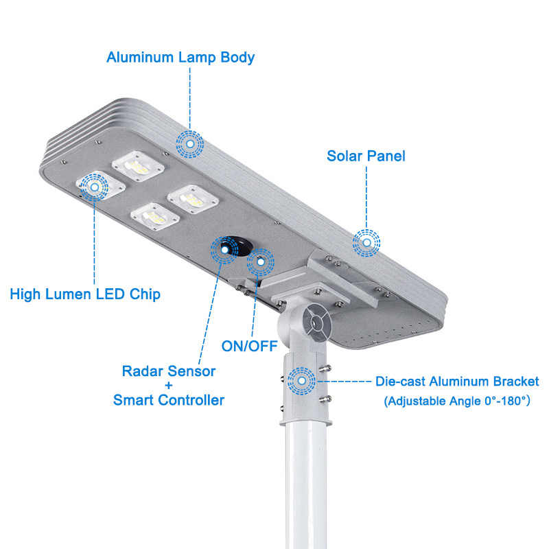 super bright outdoor waterproof municipal premium integrated led solar street light automatic motion sensor