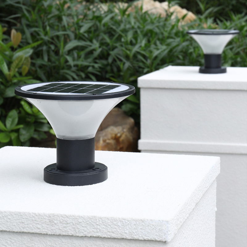 waterproof outdoor sunlight sensor garden fence mount solar powered post cap light