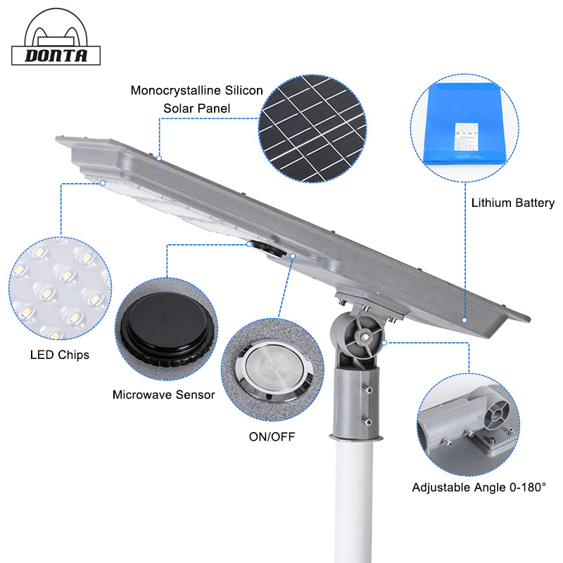 smart motion sensor outdoor waterproof IP65 integrated all in one led solar street light 50w 80w 100w