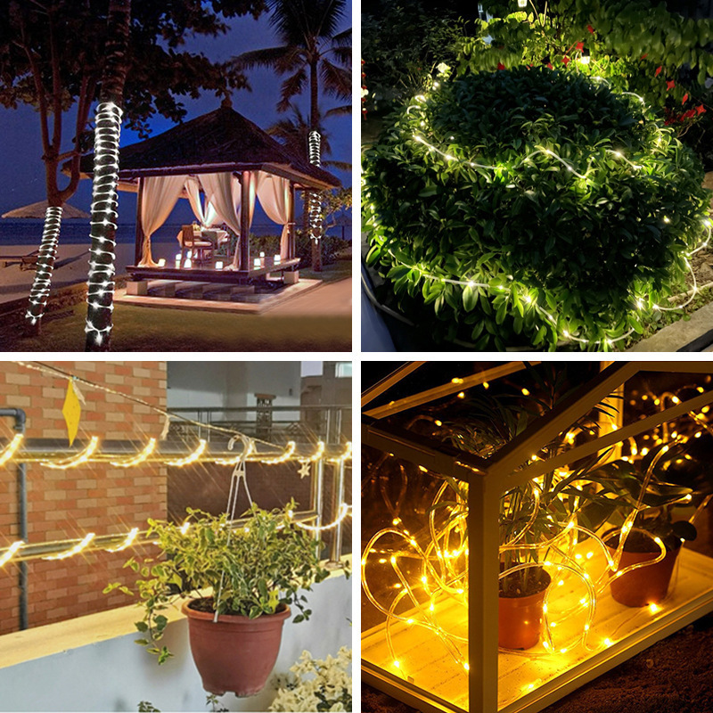 outdoor waterproof solar powered led strip light for Garden Patio Fence Balcony Camping Party Tree Decoration Lighting