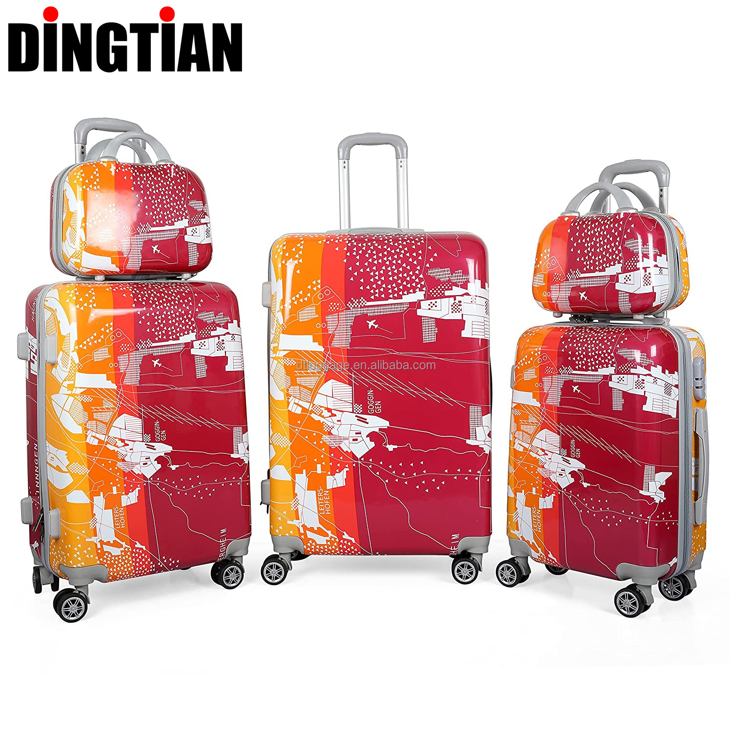 Multiple Sizes Travel Luggage Sets Fashion Colorful Printing Travel Suitcase Sets Large Trolley Travel Bags