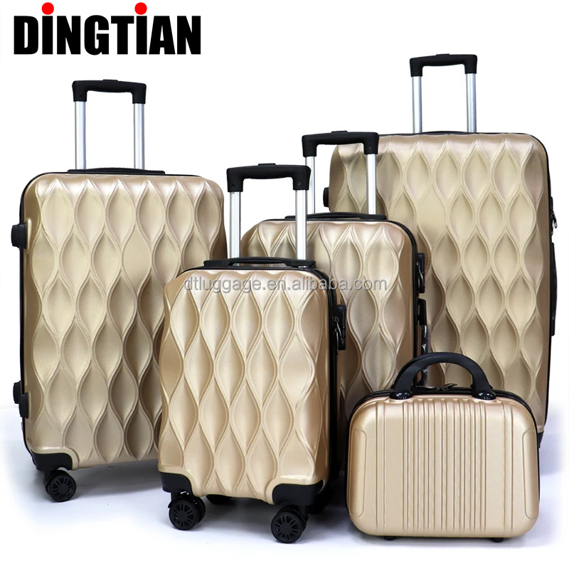 ABS Multiple Size Trolley Travel Bags Metal Color Business Travel Suitcase Sets Durable Travel Luggage Sets