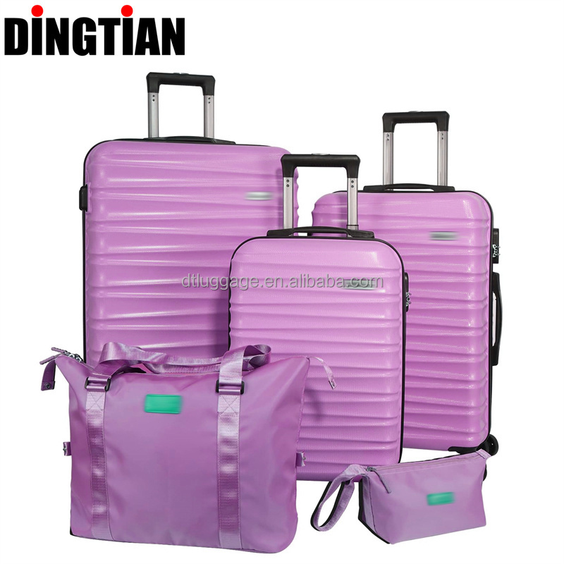 Wholesale OEM ODM ABS Hard side Travel Suitcase sets with bag spinner wheel Maletas pink Carry On Trolley Pilot Case Customized