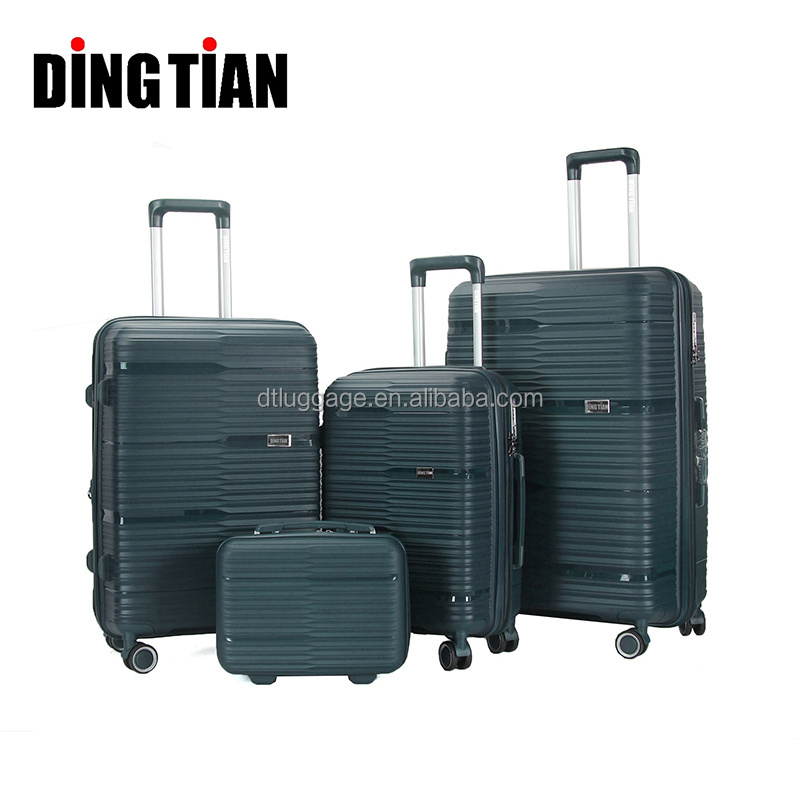 Luxury 1 Set 3 Pcs Travel Trolley Bags Vintage Trendy PP Carry On Luggage Plastic Suitcase Sets With 12/14 Inch Makeup Boxs