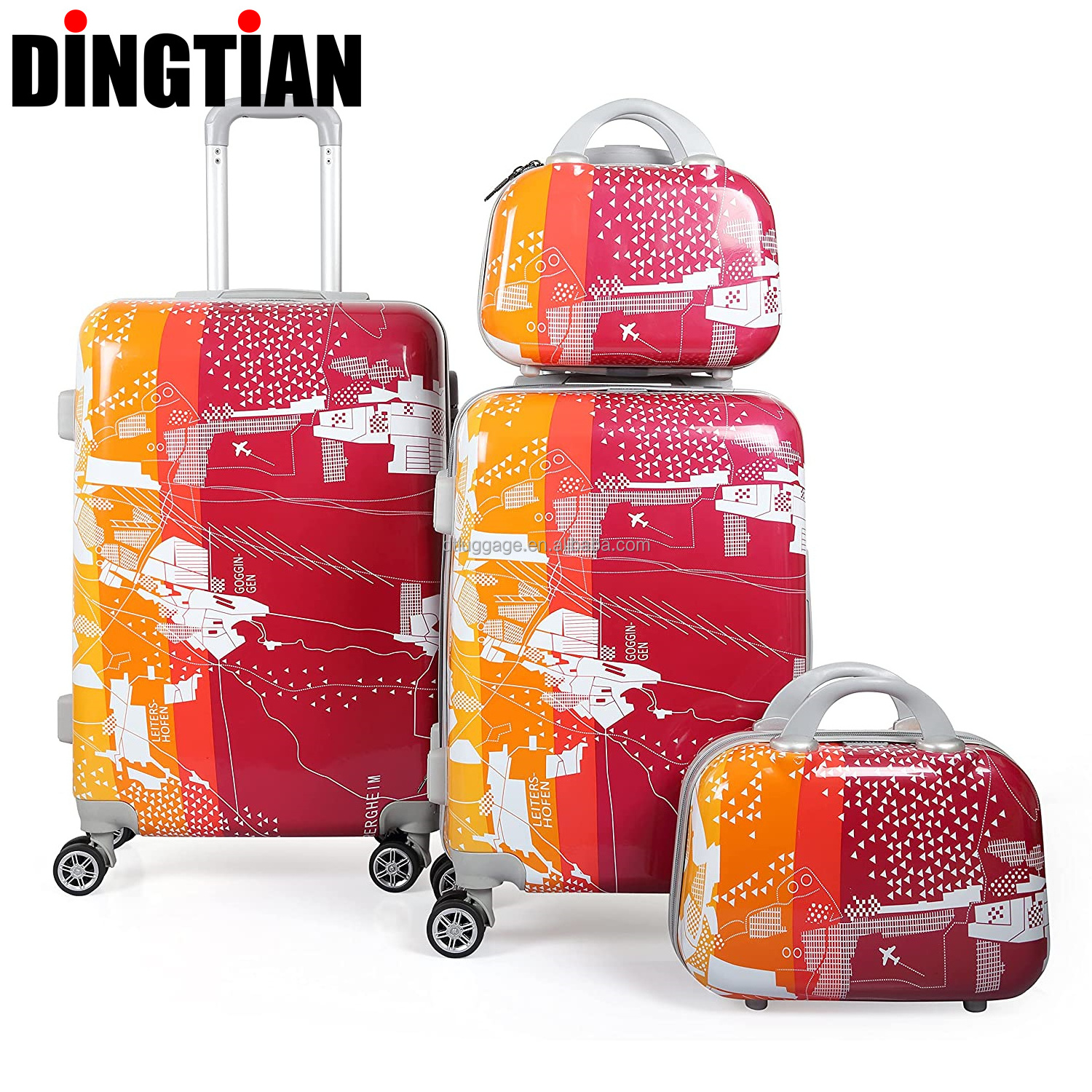 Multiple Sizes Travel Luggage Sets Fashion Colorful Printing Travel Suitcase Sets Large Trolley Travel Bags