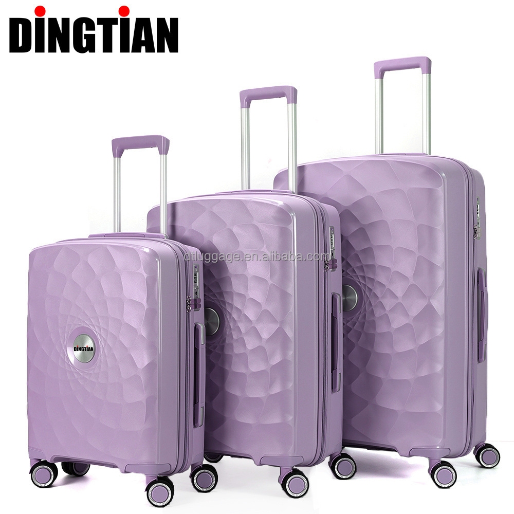 Luxury 1 Set 3 Pcs Travel Trolley Bags Vintage Trendy PP Carry On Luggage Plastic Suitcase Sets With 12/14 Inch Makeup Boxs