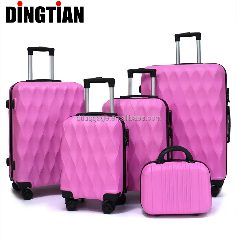 ABS Multiple Size Trolley Travel Bags Metal Color Business Travel Suitcase Sets Durable Travel Luggage Sets