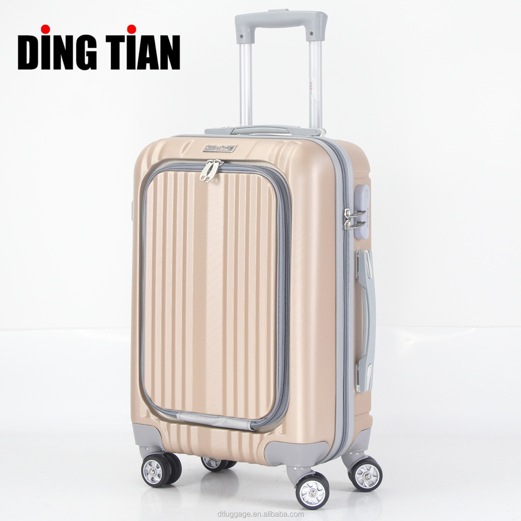 Wholesale 4 wheels multifunction mini luggage suitcase with lock laptop compartment bag customized 20 Inch ABS PC Front Opening