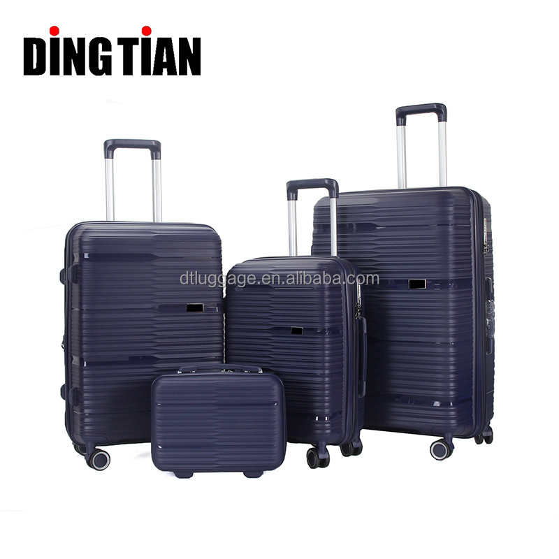 Luxury 1 Set 3 Pcs Travel Trolley Bags Vintage Trendy PP Carry On Luggage Plastic Suitcase Sets With 12/14 Inch Makeup Boxs