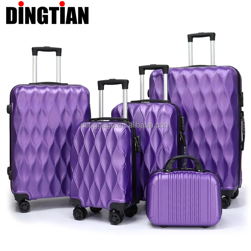 ABS Multiple Size Trolley Travel Bags Metal Color Business Travel Suitcase Sets Durable Travel Luggage Sets