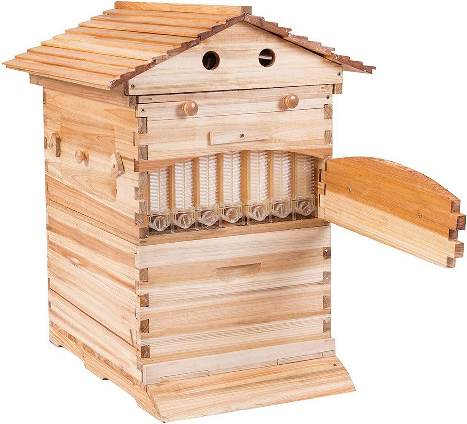 Automatic Hives Wooden Flows Bee Hive House Kit with 7 PCS Upgraded Auto Frame