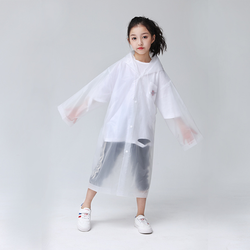 New Fashion Children Raincoat EVA Waterproof Thickened Rain Coat Reusable Transparent Rain Jacket Clear Kids Tour Rainwear Suit