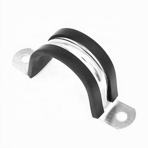 Stainless Steel with rubber U Type Clamp Pipe Clip With Two Hole U Shaped Saddle Clamp