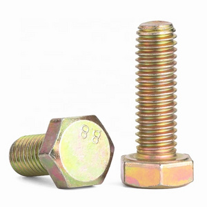 Stock DIN 933 DIN 931 yellow zinc plated inch size Hex head bolt