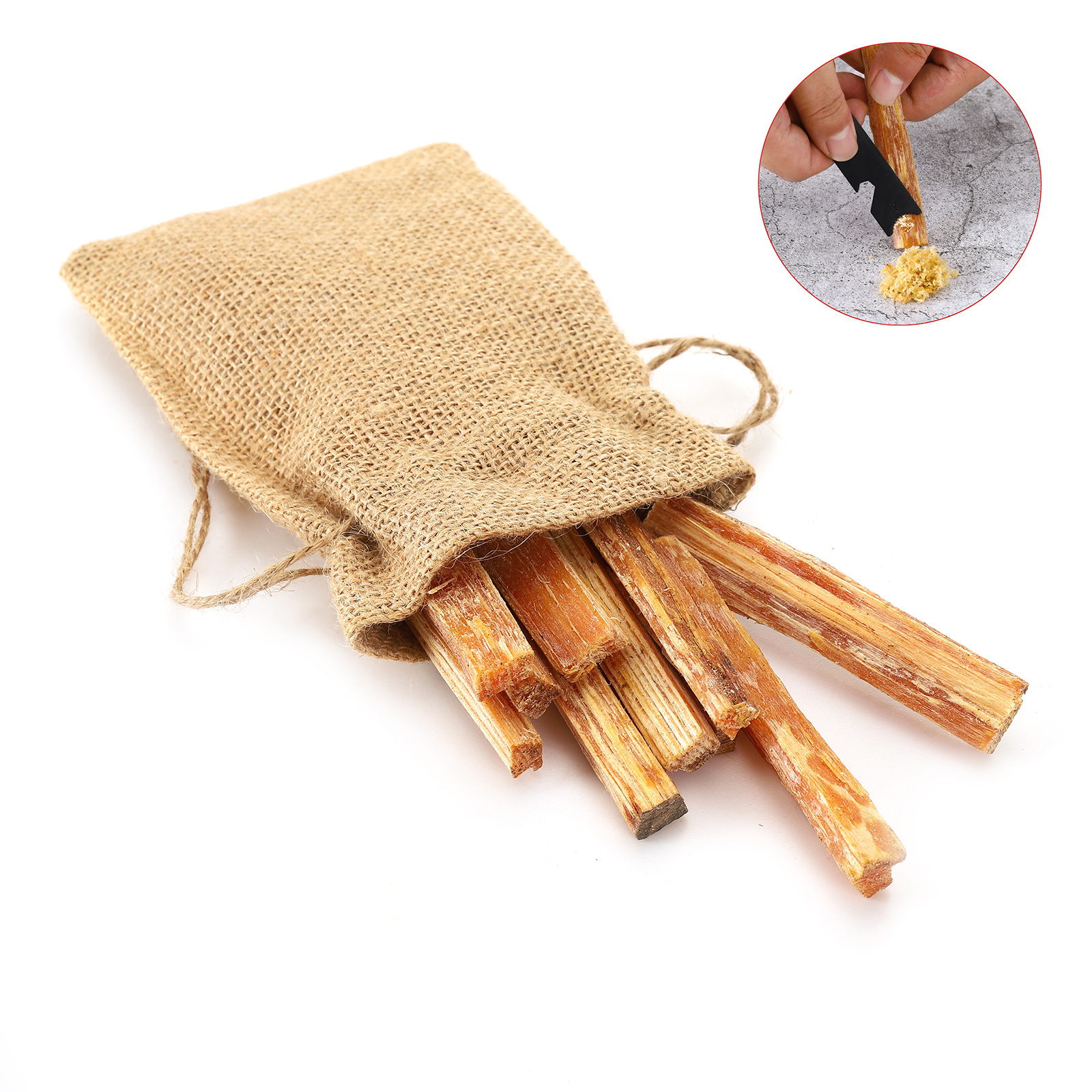 Emergency Tools Natural Fatwood Stick Camping Wood Stove Fire Starter with Nylon Carrying Bag