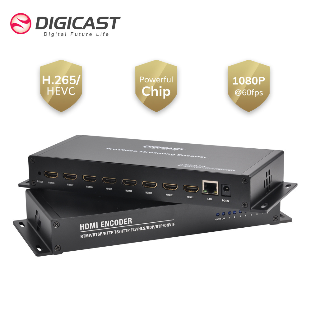 DMB-8908A-EC Classic HD IPTV Encoder 8 Channel H.264 H.265 HEVC Streaming Video Encoder