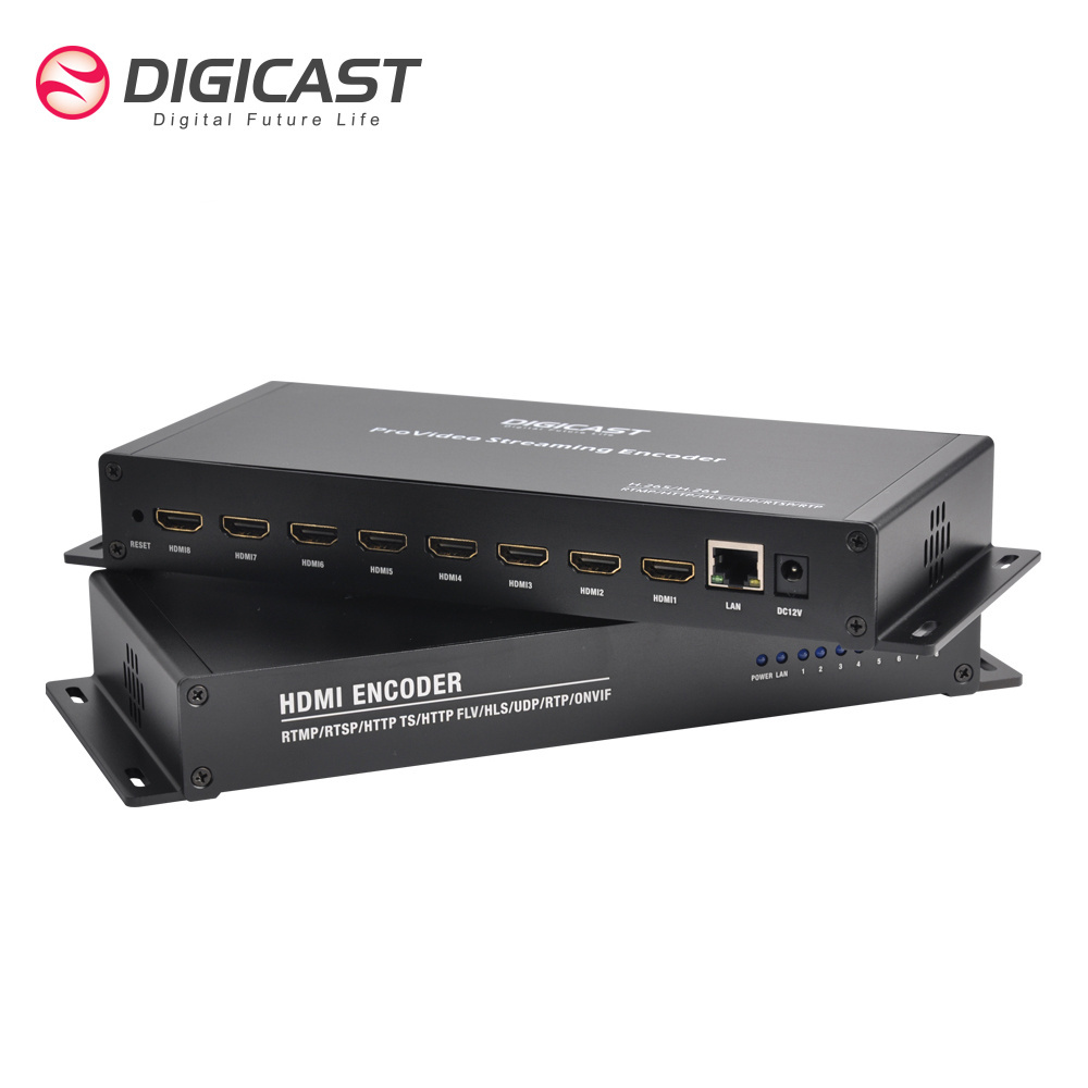 DIGICAST HD IPTV Encoder 8 Channel H.264 H.265 Streaming Video Encoder