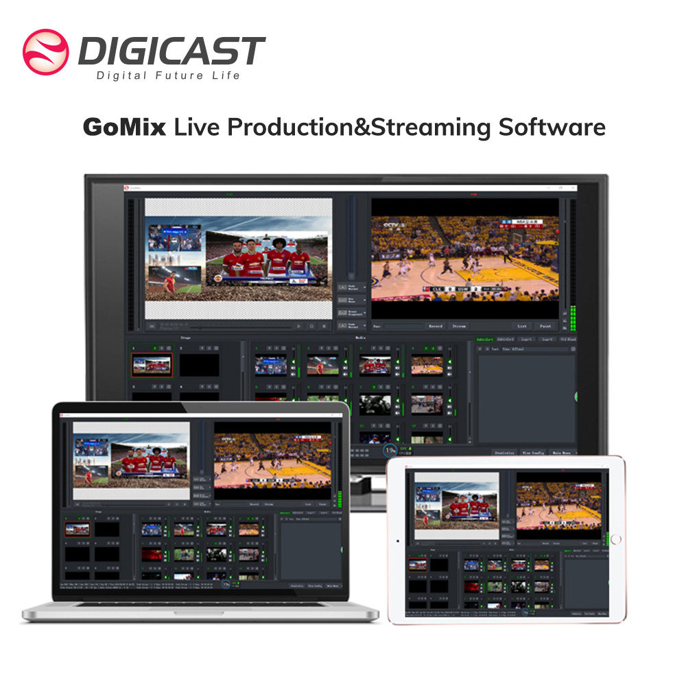 DIGICAST GoMix Live IPTV Production & Streaming Software Free IP Video Mix and Switch Live Video Matrix Production software