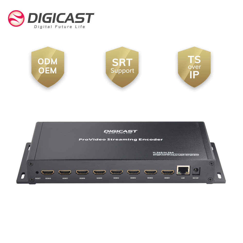 DIGICAST HD IPTV Encoder 8 Channel H.264 H.265 Streaming Video Encoder