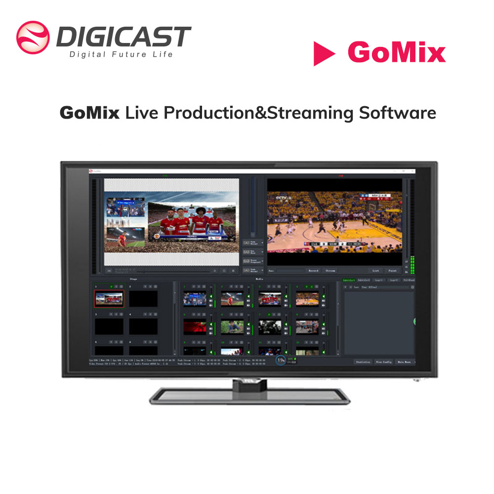 DIGICAST GoMix Live IPTV Production & Streaming Software Free IP Video Mix and Switch Live Video Matrix Production software