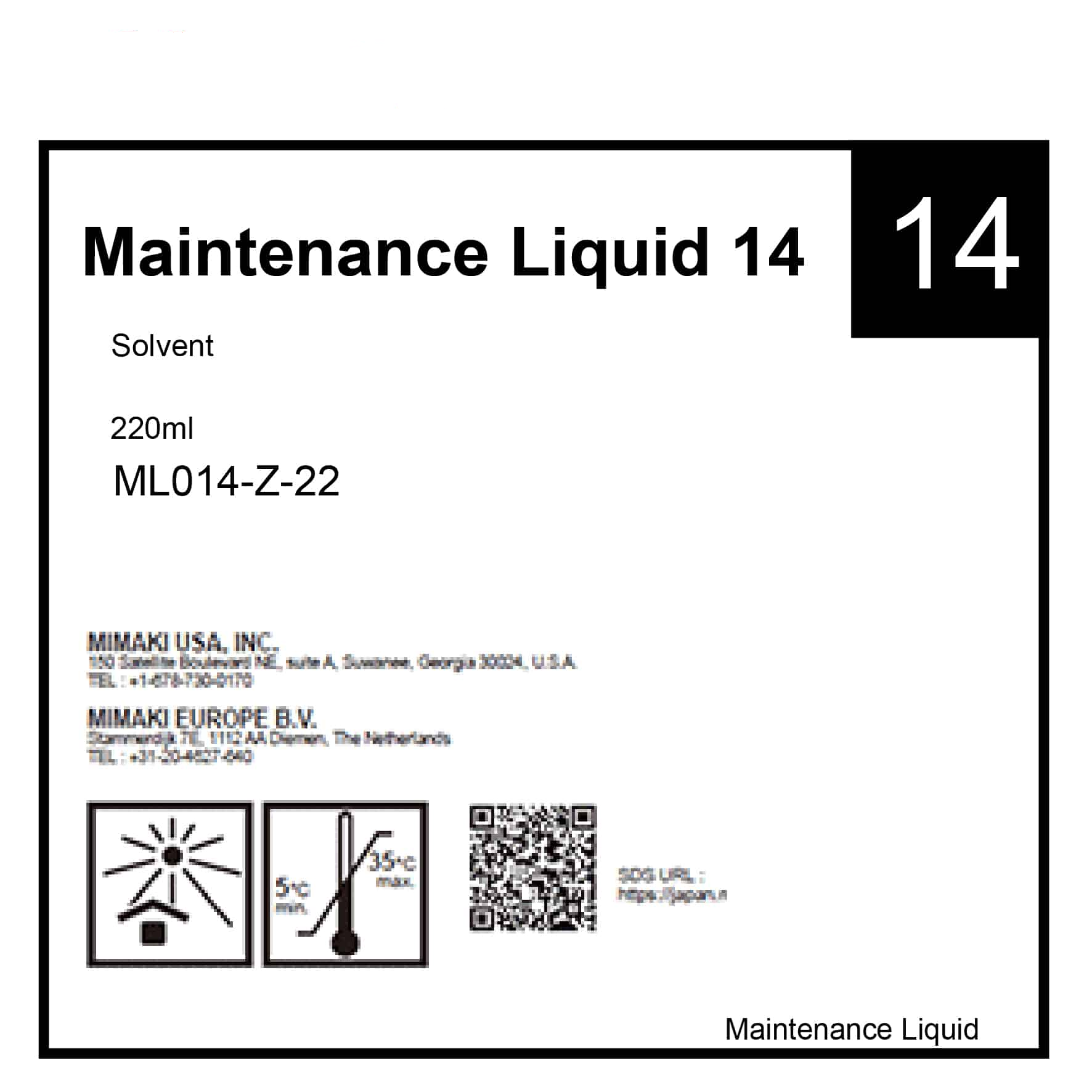 Original Mimaki Maintenance Liquid 14 Flashing Liquid Washing Liquid FL014-Z-22