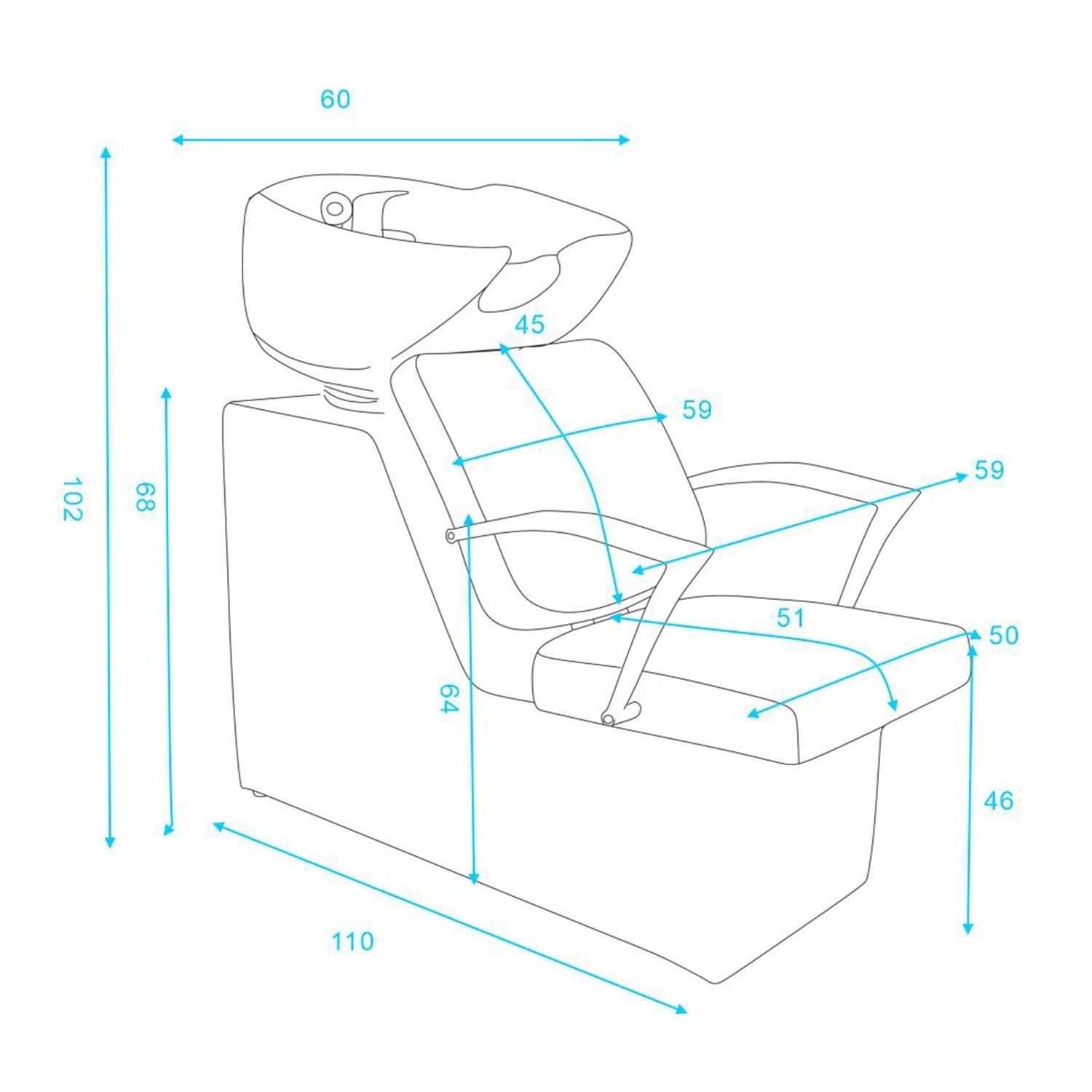 DTY Hair Spa Beauty Hair Salon Shampoo Beds Backwash Chairs Ceramic Wash Bowl Salon Shampoo Bowls And Chairs