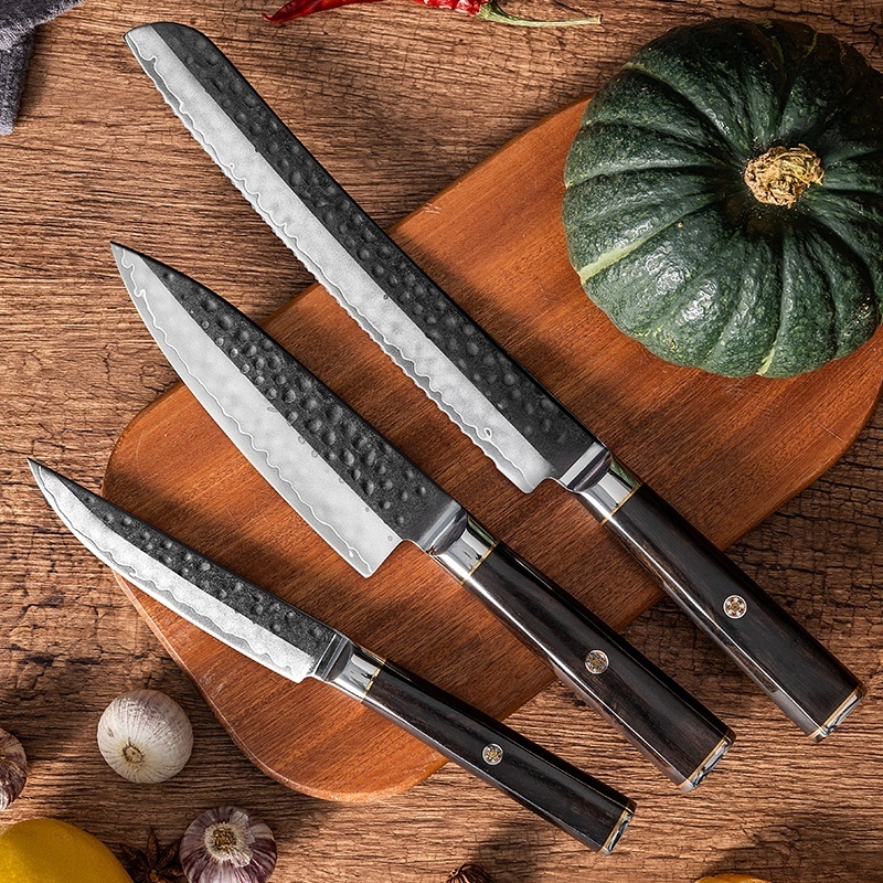 High Quality Damascus Chef Knife Set Handmade VG 10 Steel Hammer Pattern Knife