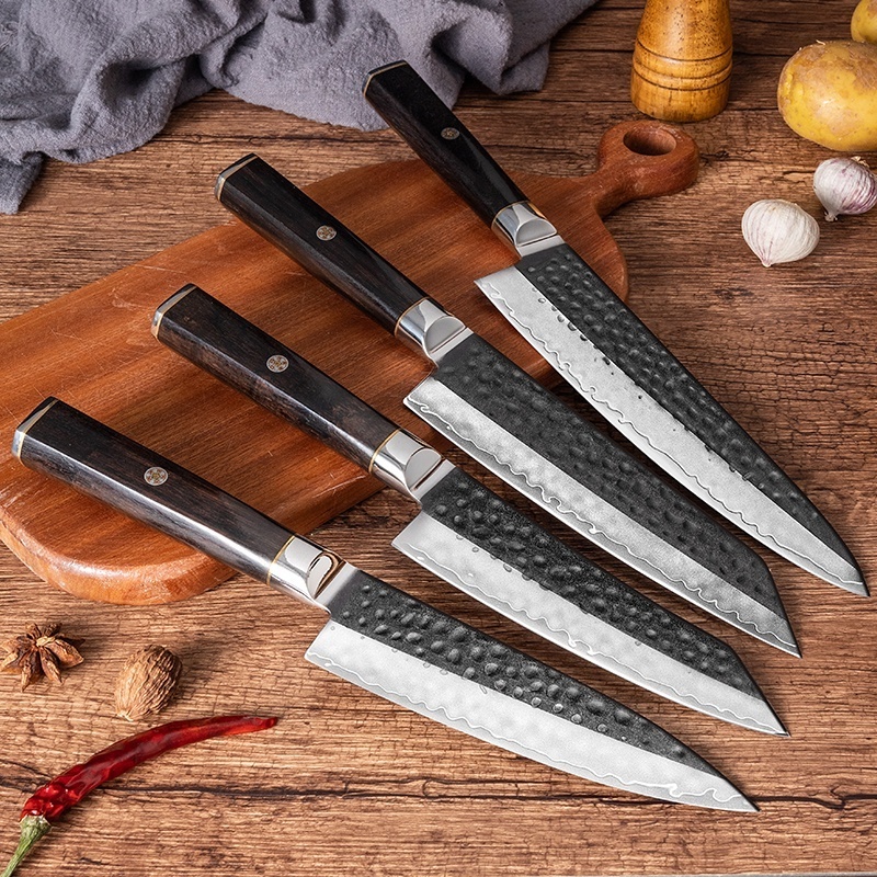 High Quality Damascus Chef Knife Set Handmade VG 10 Steel Hammer Pattern Knife