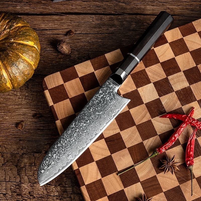 Japanese Damascus Chef Knife Wood Handle Knife Japanese VG10 Super Carbon Steel Chef Kitchen Knife with Wooden Handle