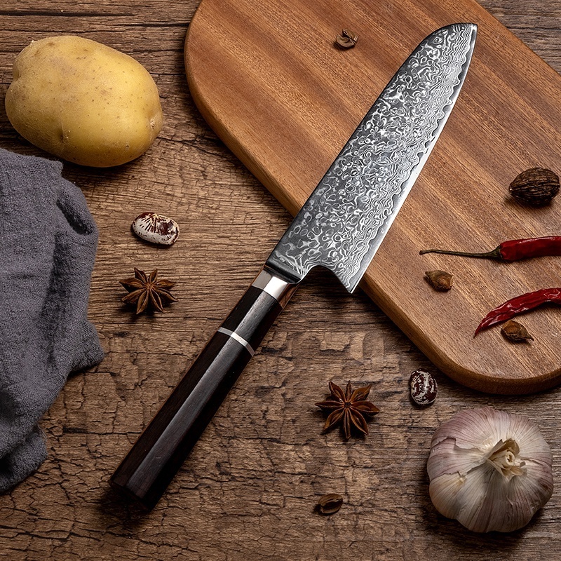 Japanese Damascus Chef Knife Wood Handle Knife Japanese VG10 Super Carbon Steel Chef Kitchen Knife with Wooden Handle