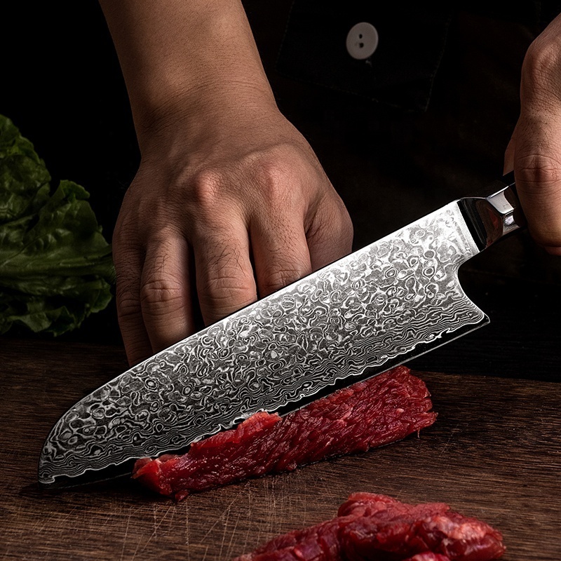 Japanese Damascus Chef Knife Wood Handle Knife Japanese VG10 Super Carbon Steel Chef Kitchen Knife with Wooden Handle