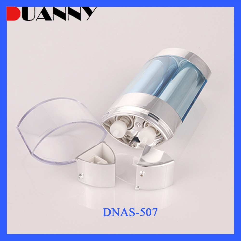 15mlx2 30mlx2 Clear Plastic Dual Chamber Airless Pump Bottle for Cosmetics