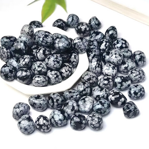 Gemstone tumbles wholesale natural obsidian gemstone polishing snowflake obsidian tumbled stone