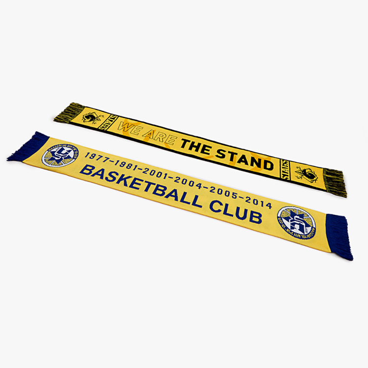 Free Sample Factory Direct Custom Slogan Logo Knitting Jacquard Delicate Tassel Basketball Football Fan Scarf Fan Club Scarf