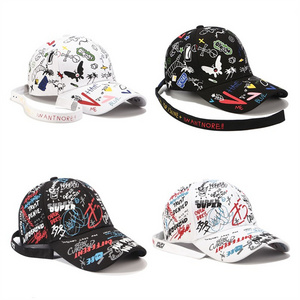 Graffiti Baseball Cap Men and Women's Fashion Long Strap Cap Summer Print Hip Hop Cap Wholesale