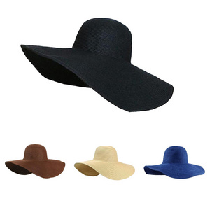 Wholesale Foldable Travel Parent-child Strawhat Women Summer Seaside Sun Beach Hat Floppy Oversize Large Wide Brim Straw Hats