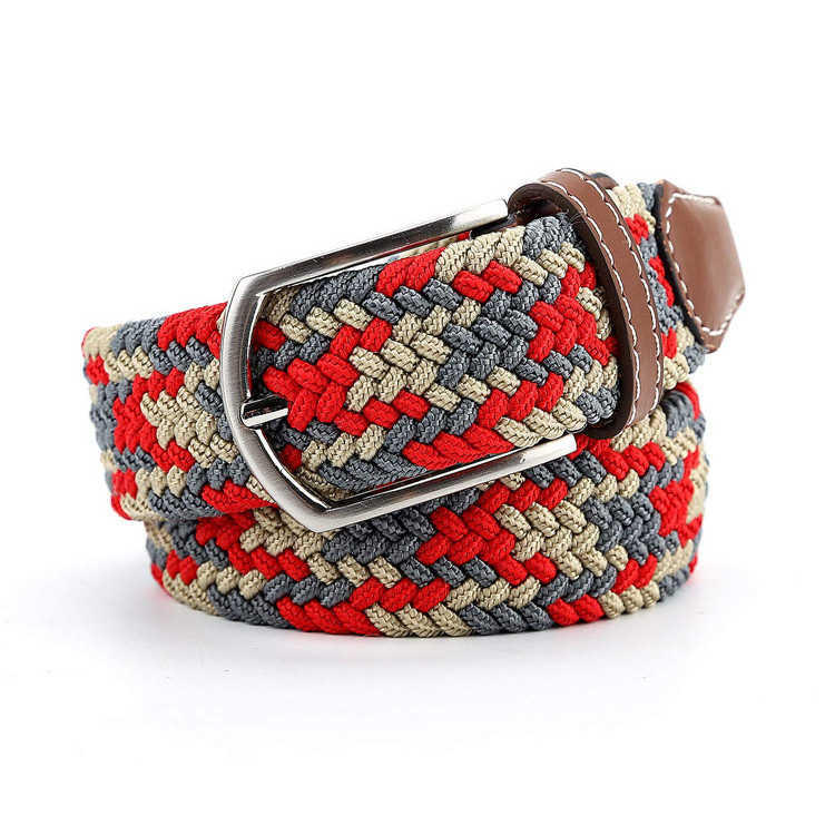 The Most Popular High Quality Custom Fabric Belt Casual Braided Elastic Canvas Mens Belts With Buckles Braided Belts