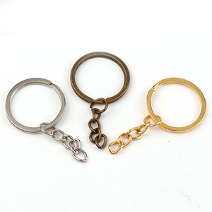 Wholesale Top Quality 28Mm Nickel Color Metal Keychain With 4-Link Torsion Chain Diy Keychain Hardware key ring with chain