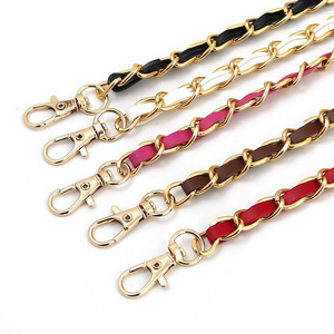 Wholesale handbag shoulder strap accessories metal chain and leather bag hardware fitting purse accessories