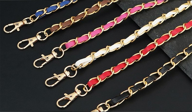 Wholesale handbag shoulder strap accessories metal chain and leather bag hardware fitting purse accessories