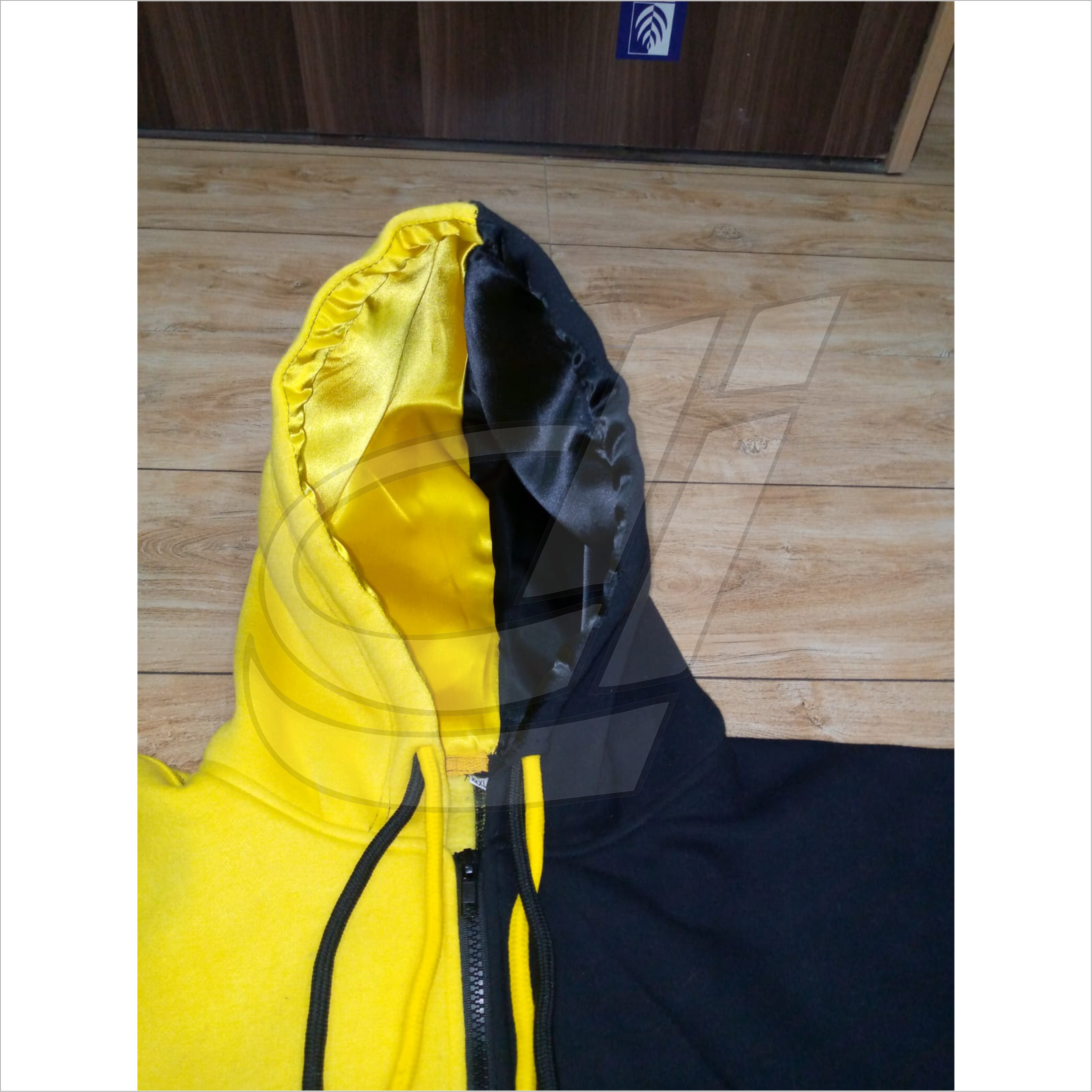 Custom logo split 2 tone colour block and yellow two different multi color block hoodies