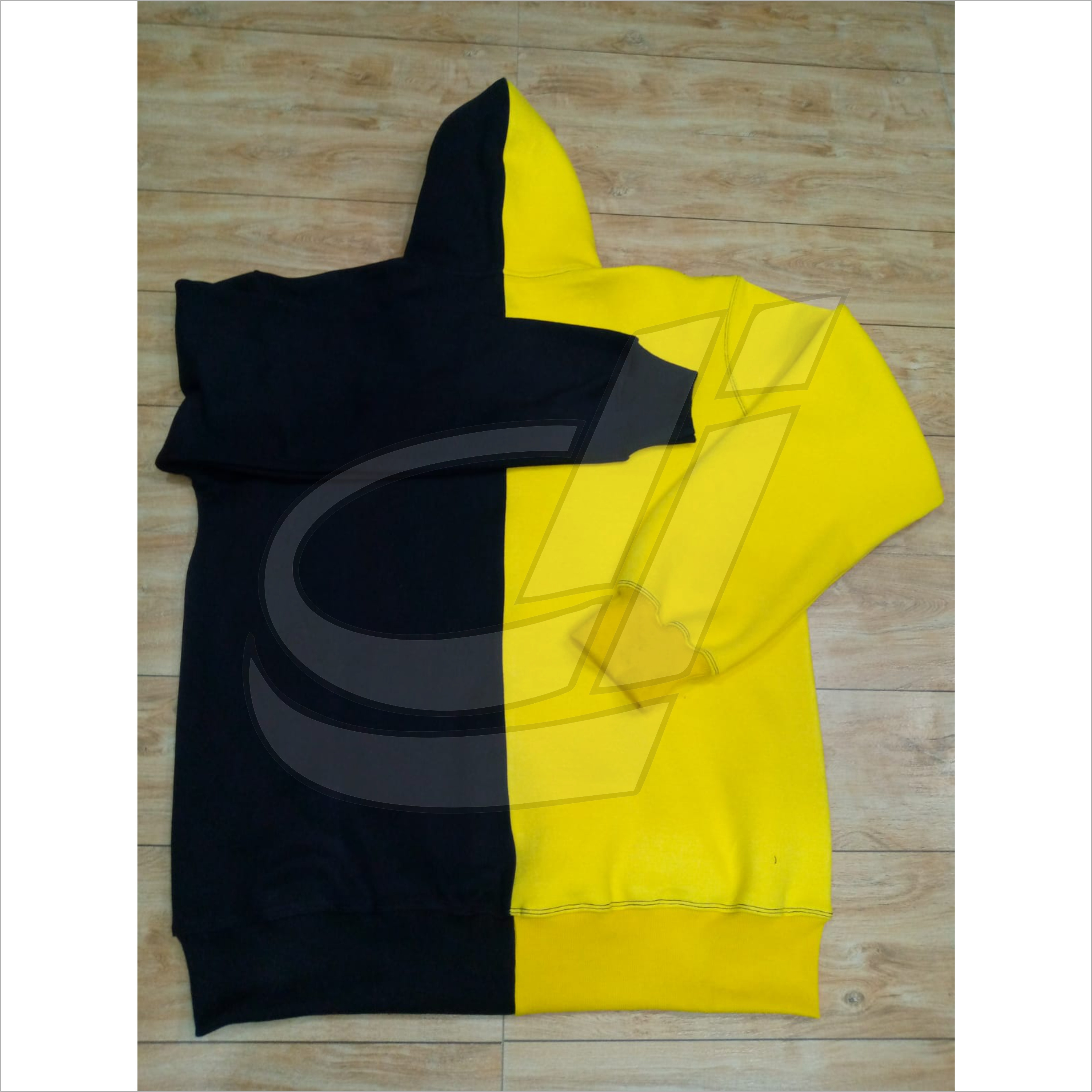 Custom logo split 2 tone colour block and yellow two different multi color block hoodies