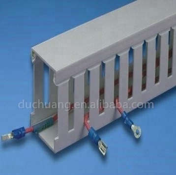 Full Size Electrical PVC Grey Wiring Duct Slotted Plastic Cable Trunking